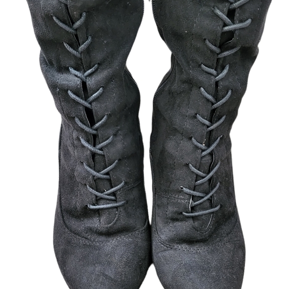 SHEIN Knee High Lace Up Suade Boots Size 8 1/2 - Picture 3 of 7